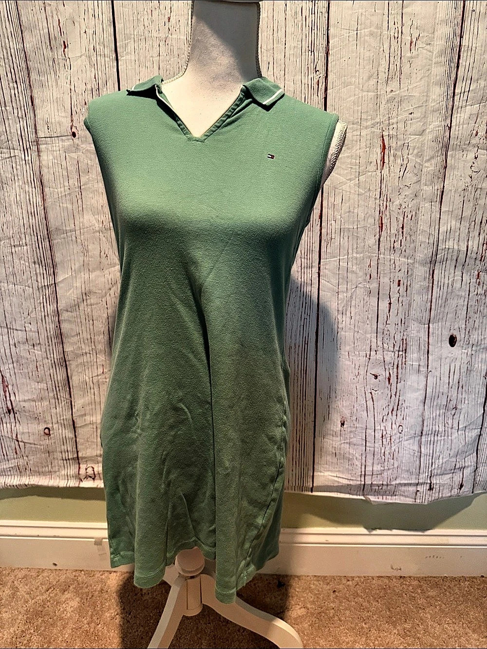 Tommy Hilfiger Green Sleeveless Collared Top